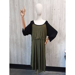 MONNURO Women's Plus Size Nursing Dress Color Block Labor Delivery Maternity Nig